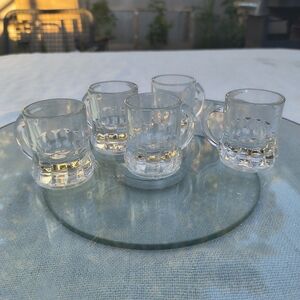 Set of 5 Vintage Federal Glass Mini Beer Mug Shot Glasses
